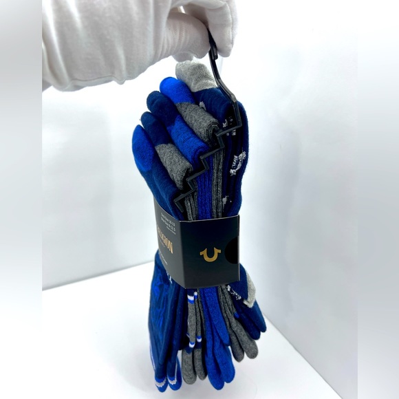 TRUE RELIGION, MENS 5 PACK CREWS SOCKS 2 HREY, 2NAVY 1 BLUE, SHOE SIZE 8-12.5 - Picture 2 of 16